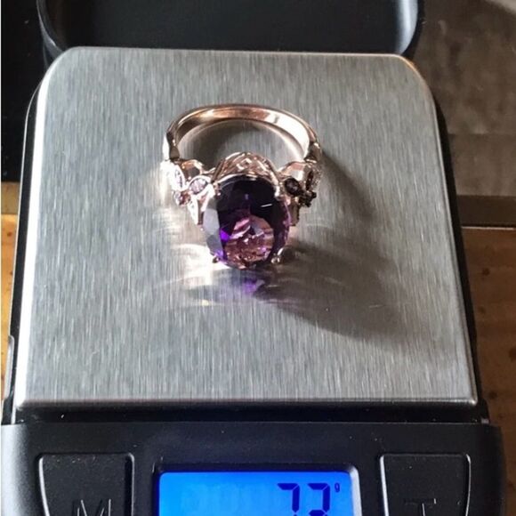 Natural African Amethyst Sterling Silver Cocktail Ring Size 9 - Picture 4 of 9